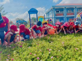 Lớp 5 tuổi D - Trường mầm non Kỳ Ninh rèn kỷ năng nhặt và phân loại rác - bảo bệ môi trường cho trẻ